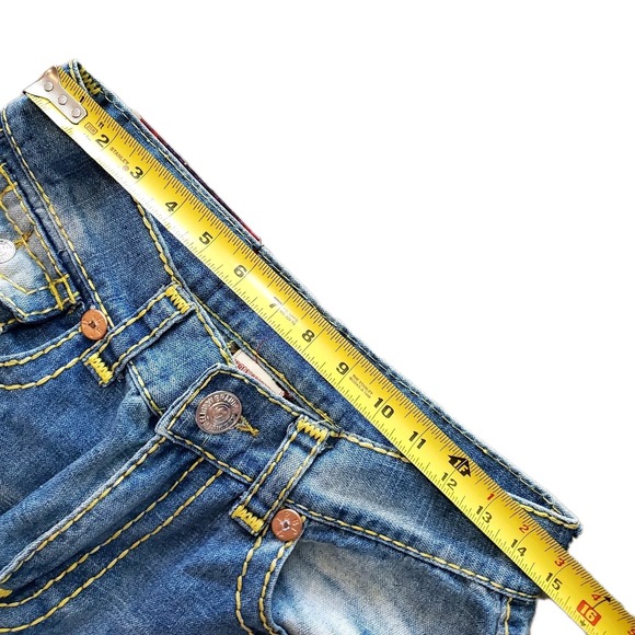 True Religion Billy Super T 32x33 (30x32) Distressed Straight Leg Blue Jeans - Picture 7 of 10